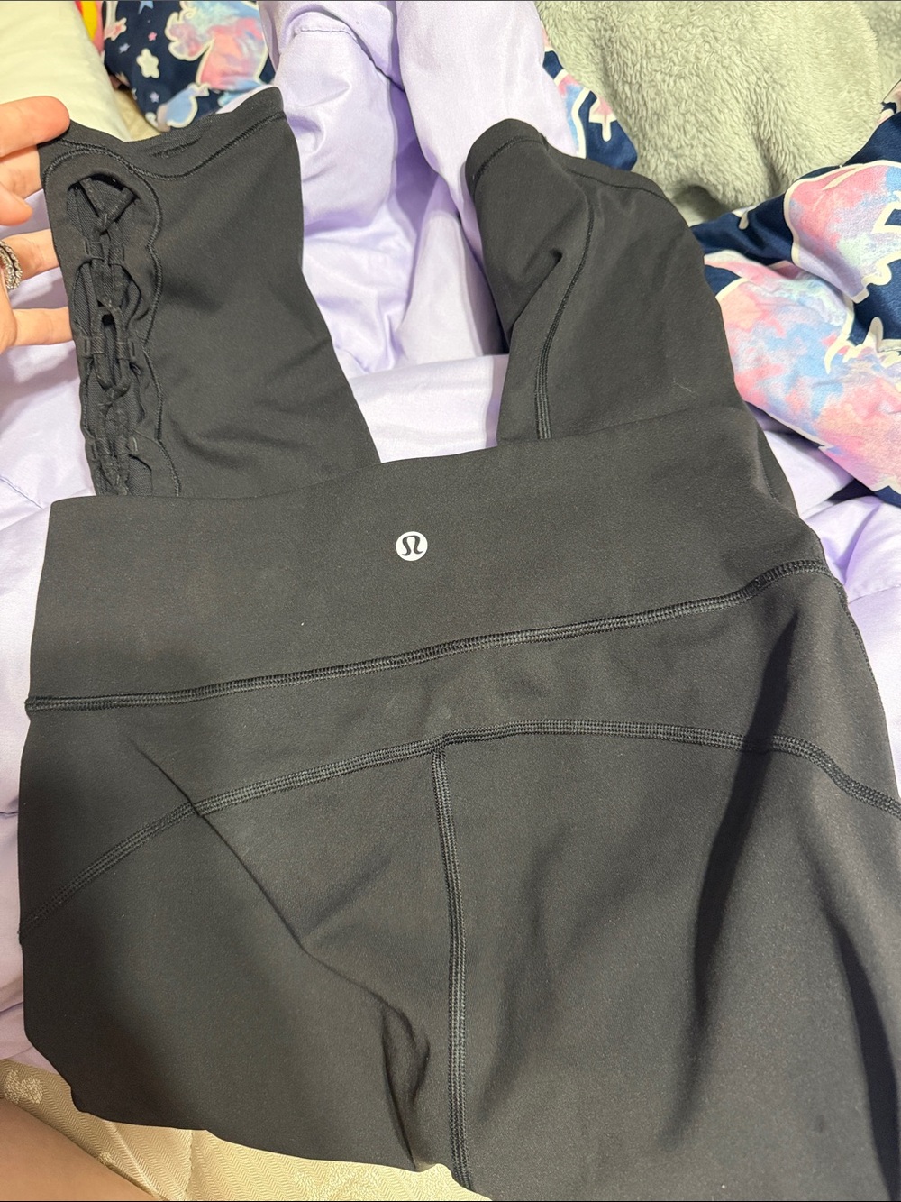 lululemon athletica Black High-Waist Leggings style tied to it yoga crop